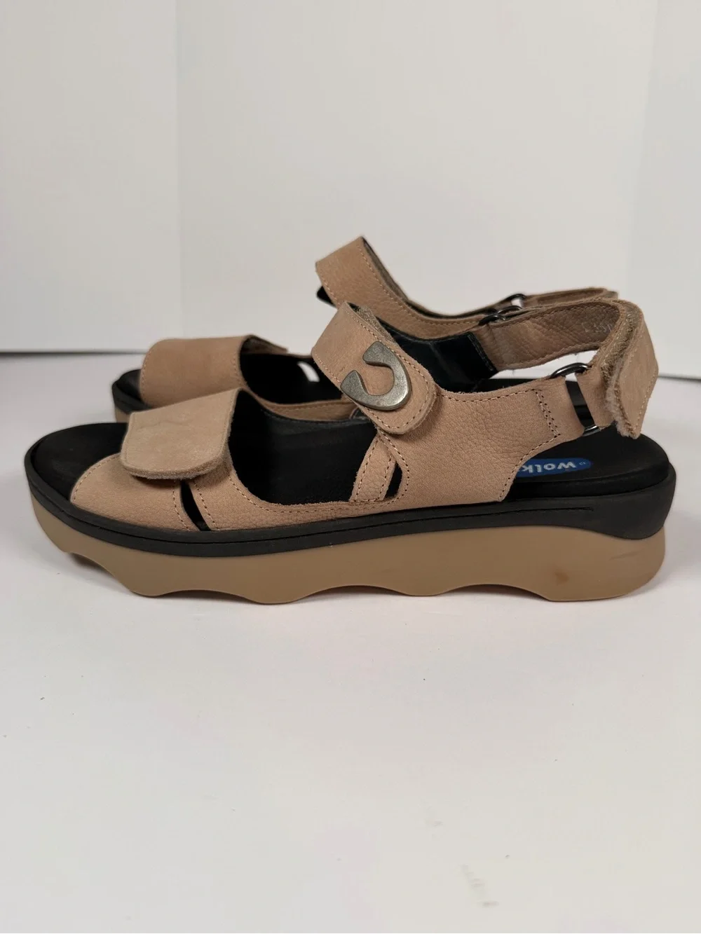 Wolky Sandals Womens Medusa Slingback Beige Leather Hook And Loop Size 40 US 9